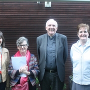 Bishop Brendan Leahy with Delegates of St. Nicholas Parish, Michele McNamara, Mary Kelly & Sr. Dympna Clancy